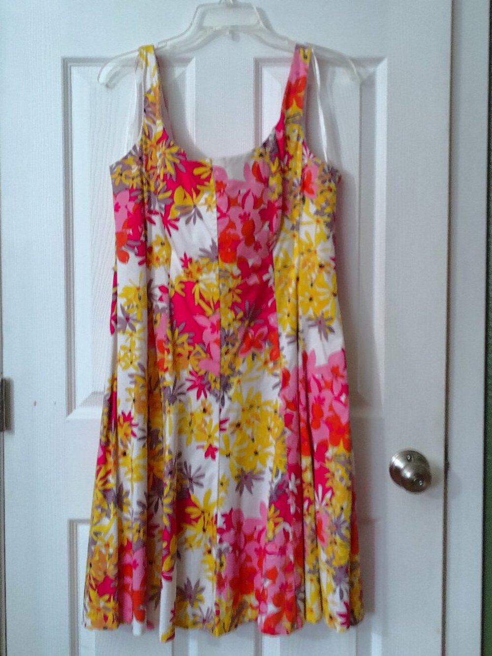 Jones Wear White Midi Dress with Pink and Yellow Floral Print